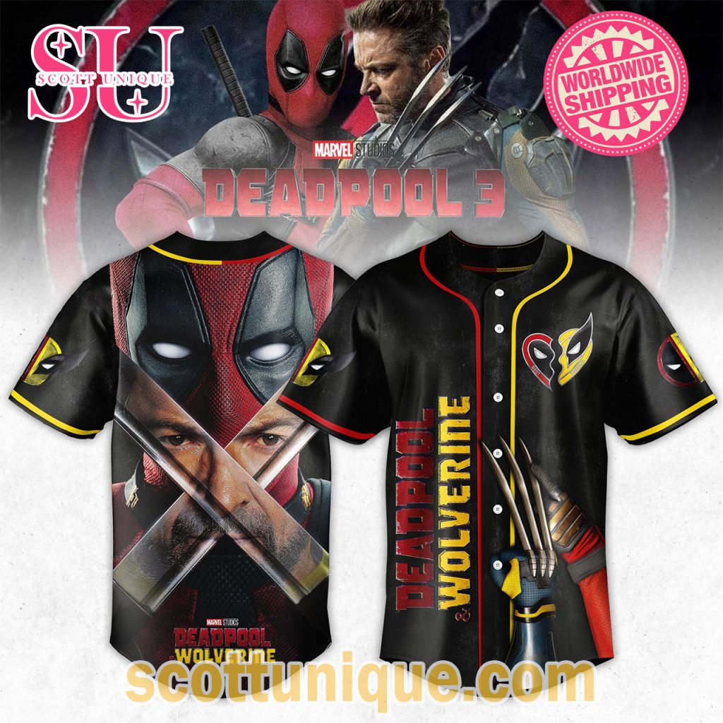 Deadpool & Wolverine Marvel Movie Baseball Jersey Deadpool & Wolverine Marvel Movie Baseball Jersey