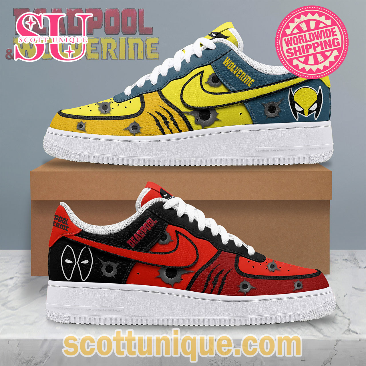 Deadpool and Wolverine Limited Edition Nike Air Force 1 Shoes