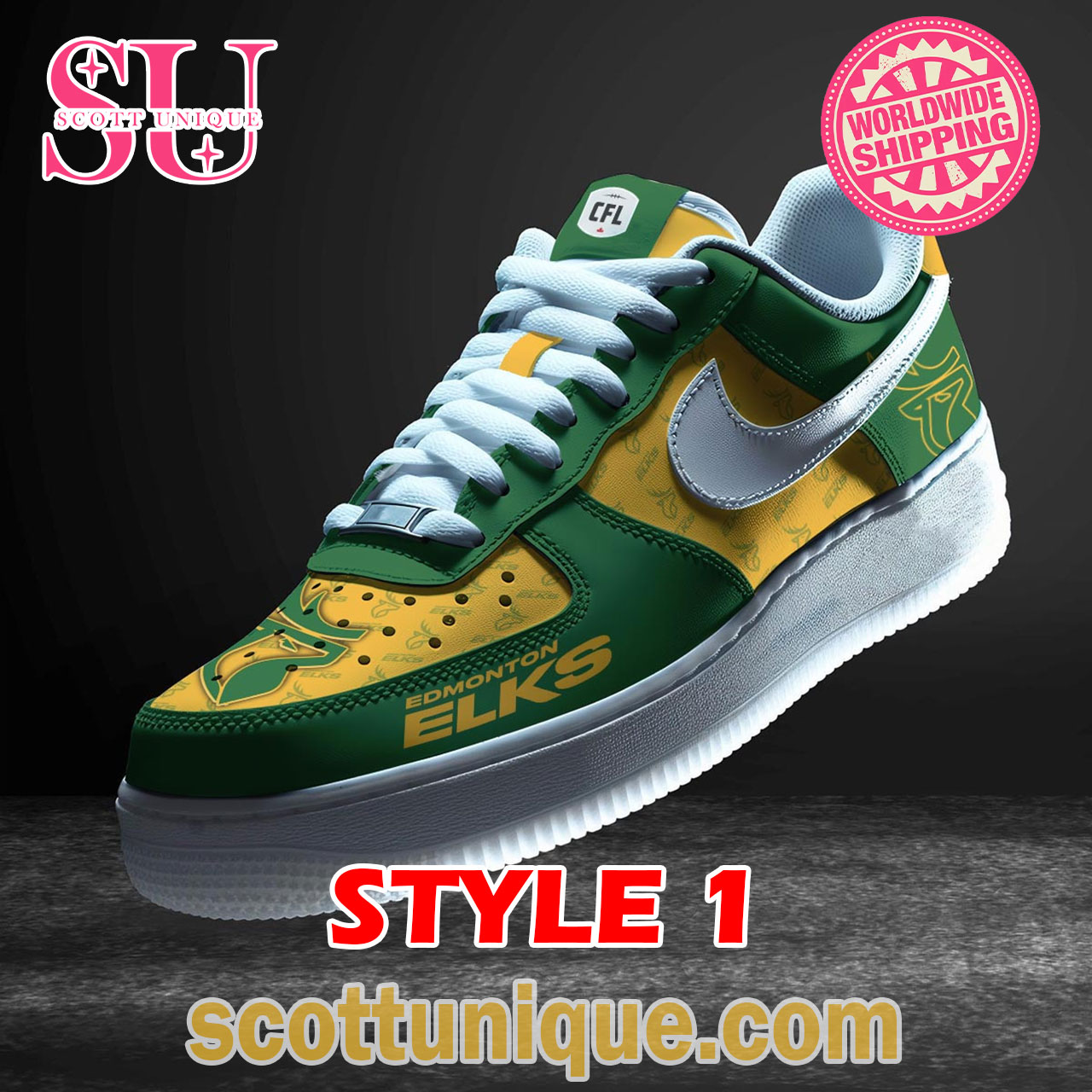 Edmonton Elks CFL Nike Air Force 1 Shoes