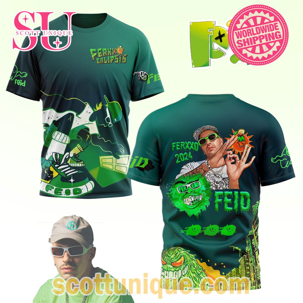 Feid Ferxxo 2024 Green Graphic T Shirt1 Feid Ferxxo 2024 Green Graphic T Shirt1
