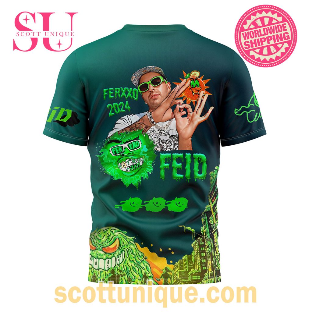 Feid Ferxxo 2024 Green Graphic T Shirt2 Feid Ferxxo 2024 Green Graphic T Shirt2