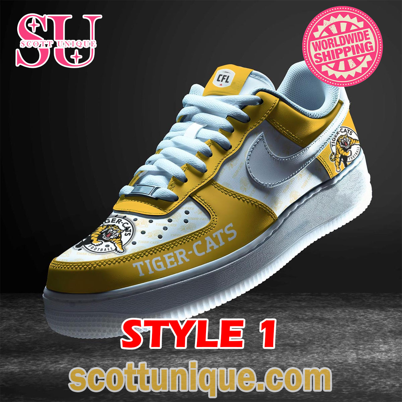Hamilton Tiger CFL Nike Air Force 1 Shoes