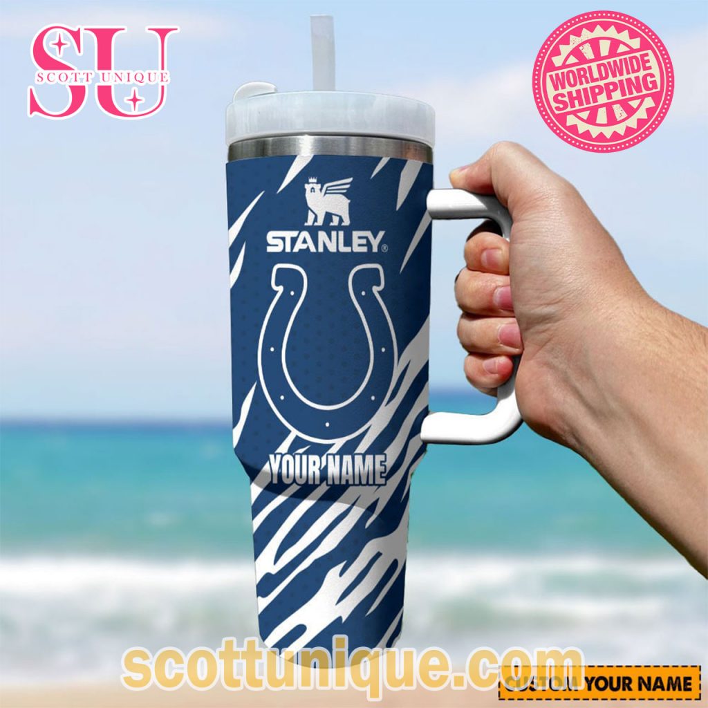 Indianapolis Colts NFL Stripes Custom Stanley Tumbler Indianapolis Colts NFL Stripes Custom Stanley Tumbler