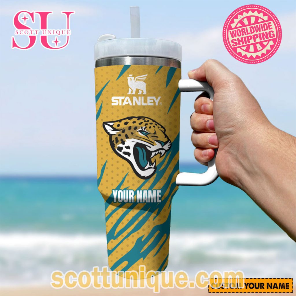 Jacksonville Jaguars NFL Stripes Custom Stanley Tumbler Jacksonville Jaguars NFL Stripes Custom Stanley Tumbler
