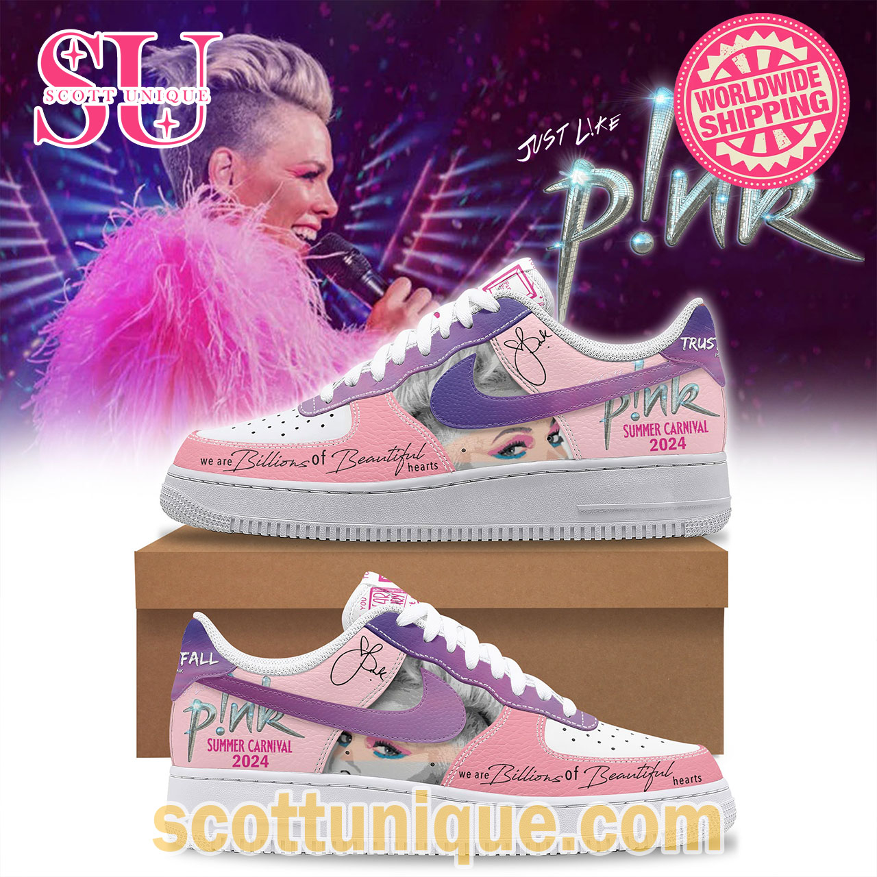 Just Like Pink Summer Carnival Air Force 1 Shoes