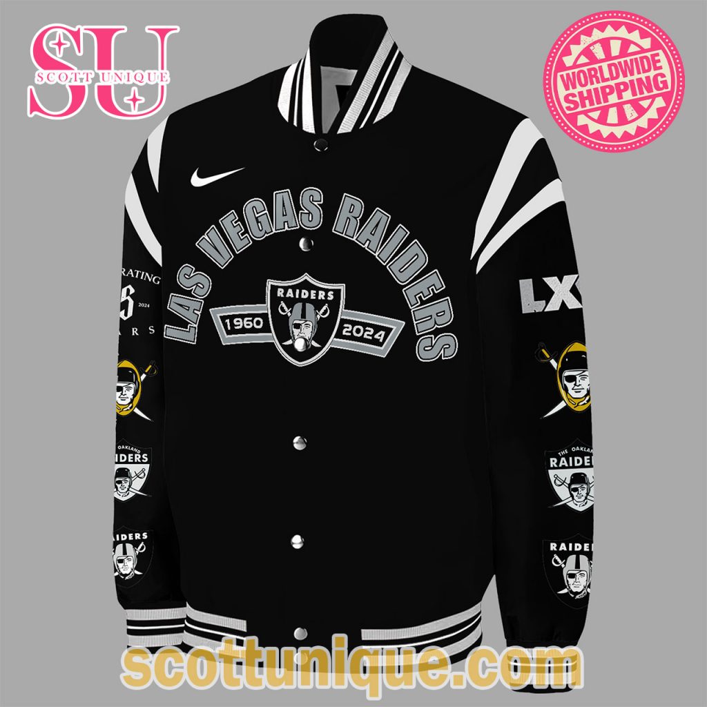 Limited Edition Las Vegas Raiders Celebrating 65 Years Baseball Jacket2 Limited Edition Las Vegas Raiders Celebrating 65 Years Baseball Jacket2