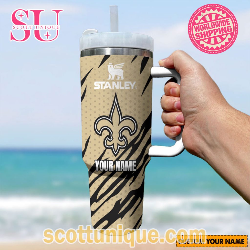 New Orleans Saints NFL Stripes Custom Stanley Tumbler New Orleans Saints NFL Stripes Custom Stanley Tumbler