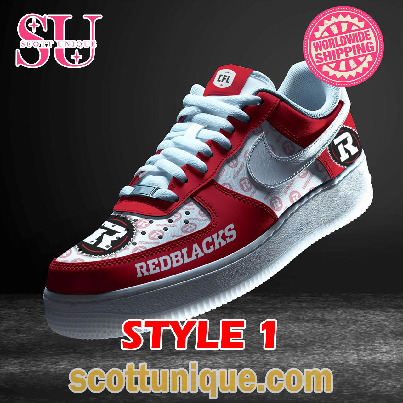 Ottawa Redblacks CFL Nike Air Force 1 Shoes