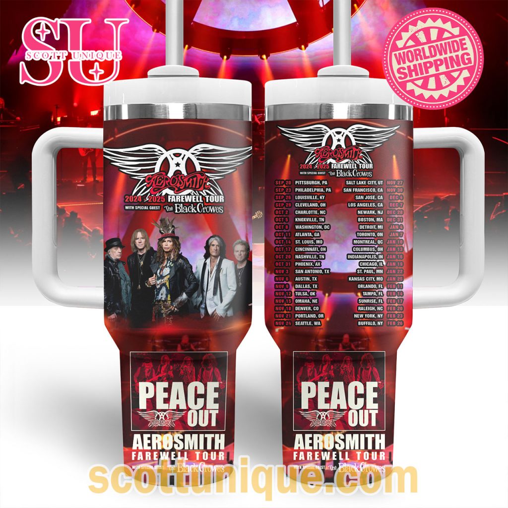 Peace Out Aerosmith Farewell Tour 2024 2025 Stanley Tumbler Peace Out Aerosmith Farewell Tour 2024 2025 Stanley Tumbler