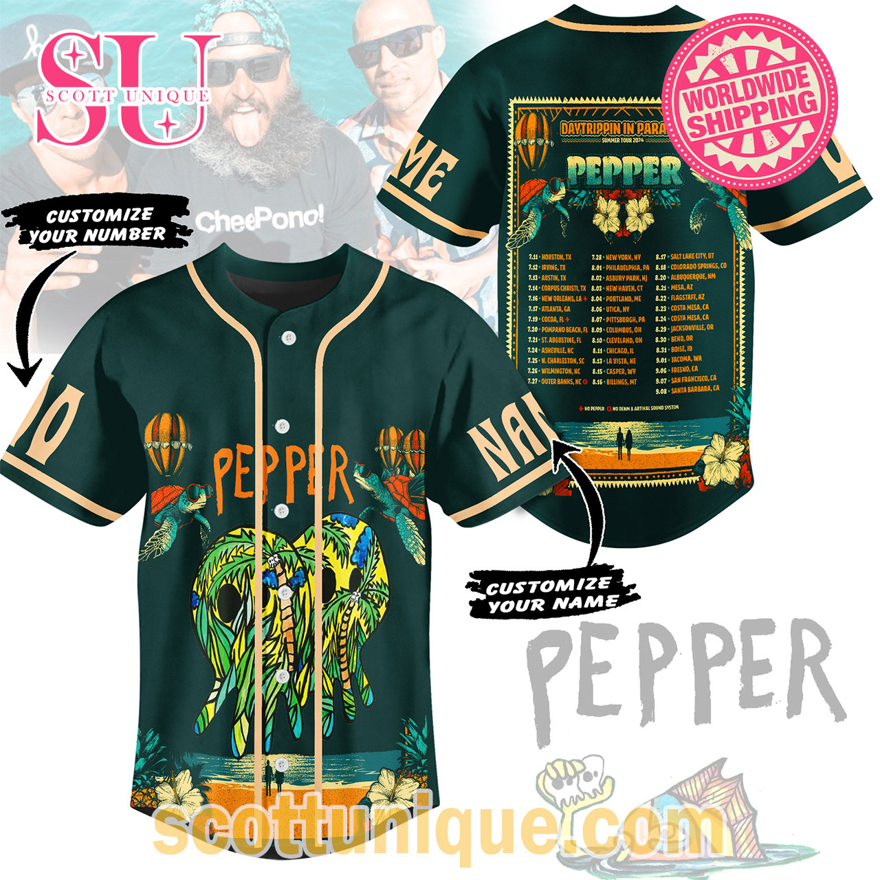 Pepper Daytrippin In Paradise Unique Baseball Jersey