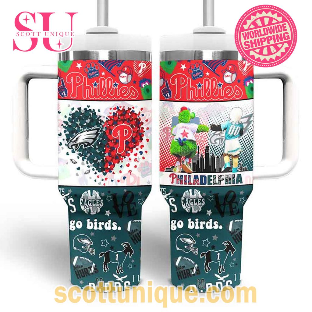 Philadelphia Eagles & Philadelphia Phillies Stanley Tumbler1 Philadelphia Eagles & Philadelphia Phillies Stanley Tumbler1