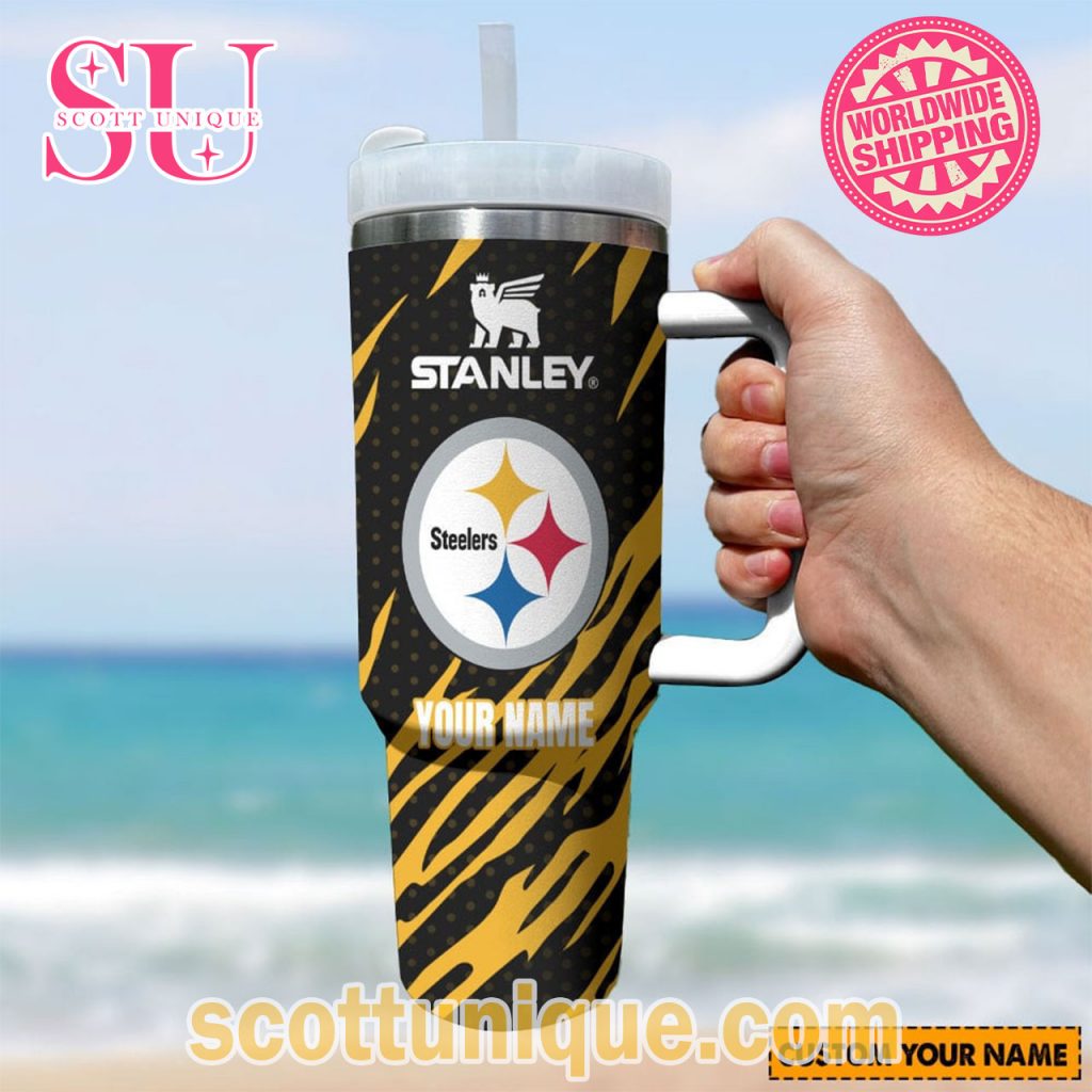 Pittsburgh Steelers NFL Stripes Custom Stanley Tumbler Pittsburgh Steelers NFL Stripes Custom Stanley Tumbler