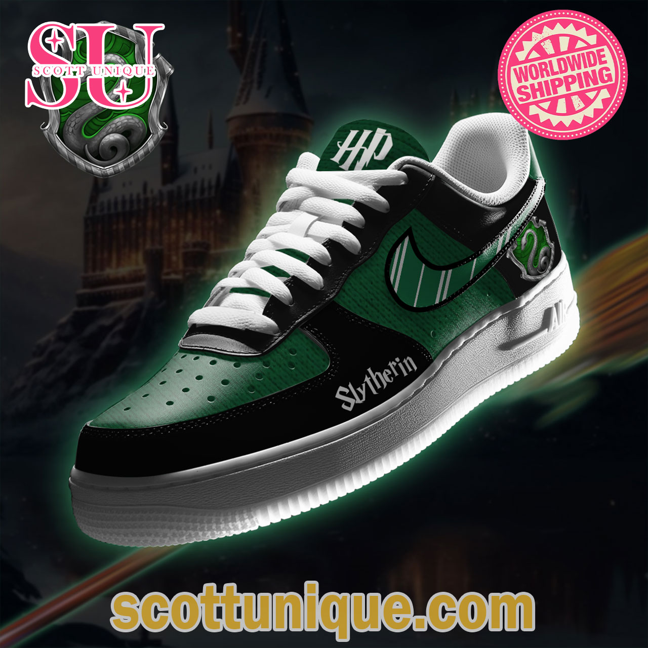 Slytherin Limited Premium Nike Air Force 1 Shoes