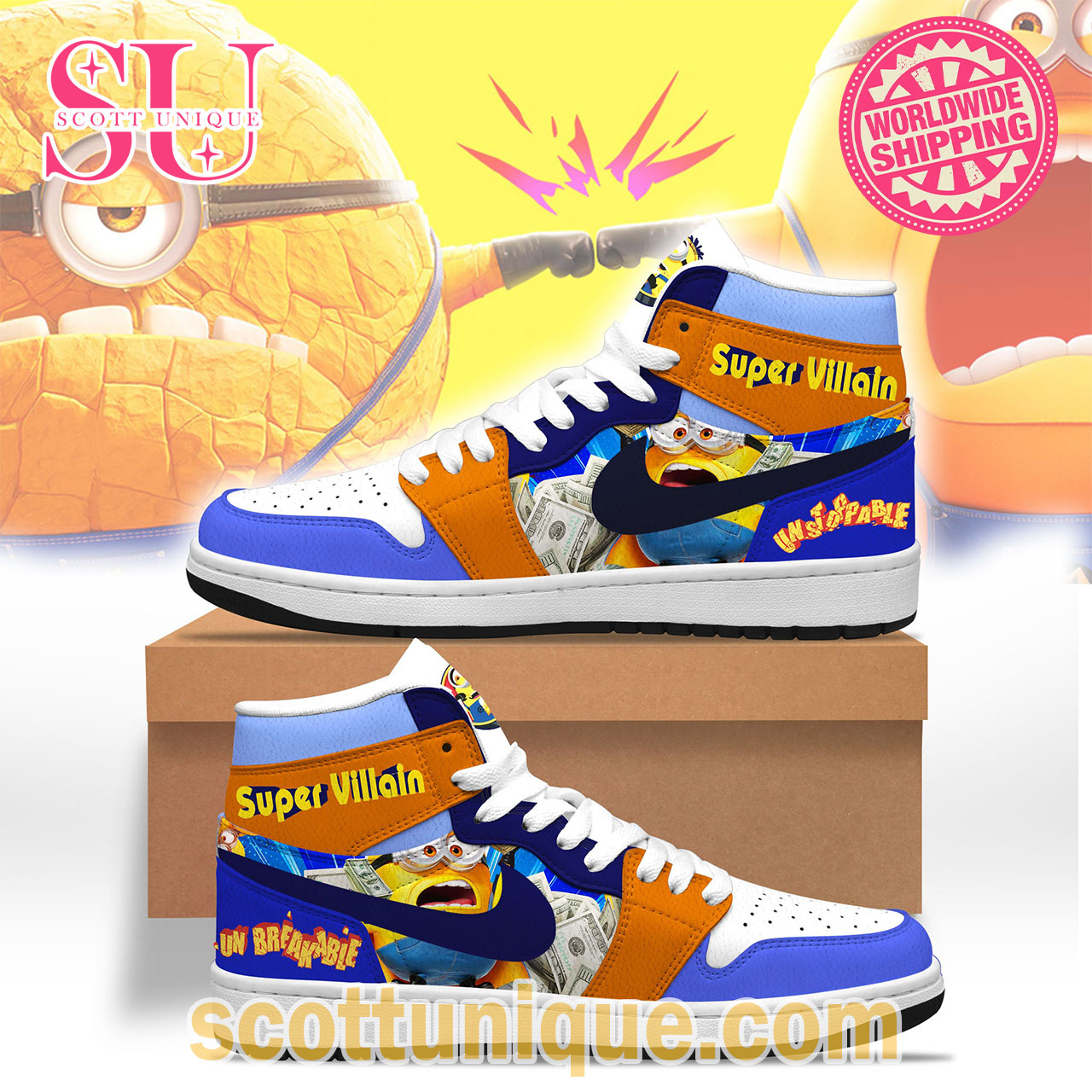 Super Villain Unstoppable Breakable Minions Air Jordan 1 Shoes
