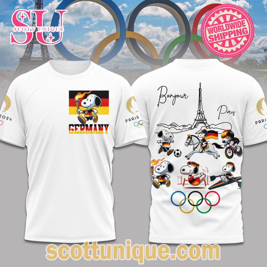 Team Germany Olympic 2024 Snoopy White T Shirt Team Germany Olympic 2024 Snoopy White T Shirt