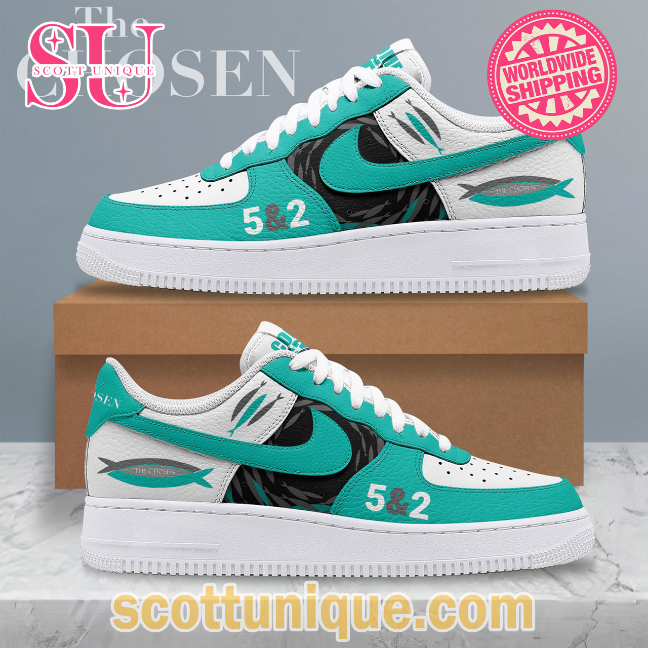 The Chosen 5&2 Basic Cyan Nike Air Force 1 Shoes