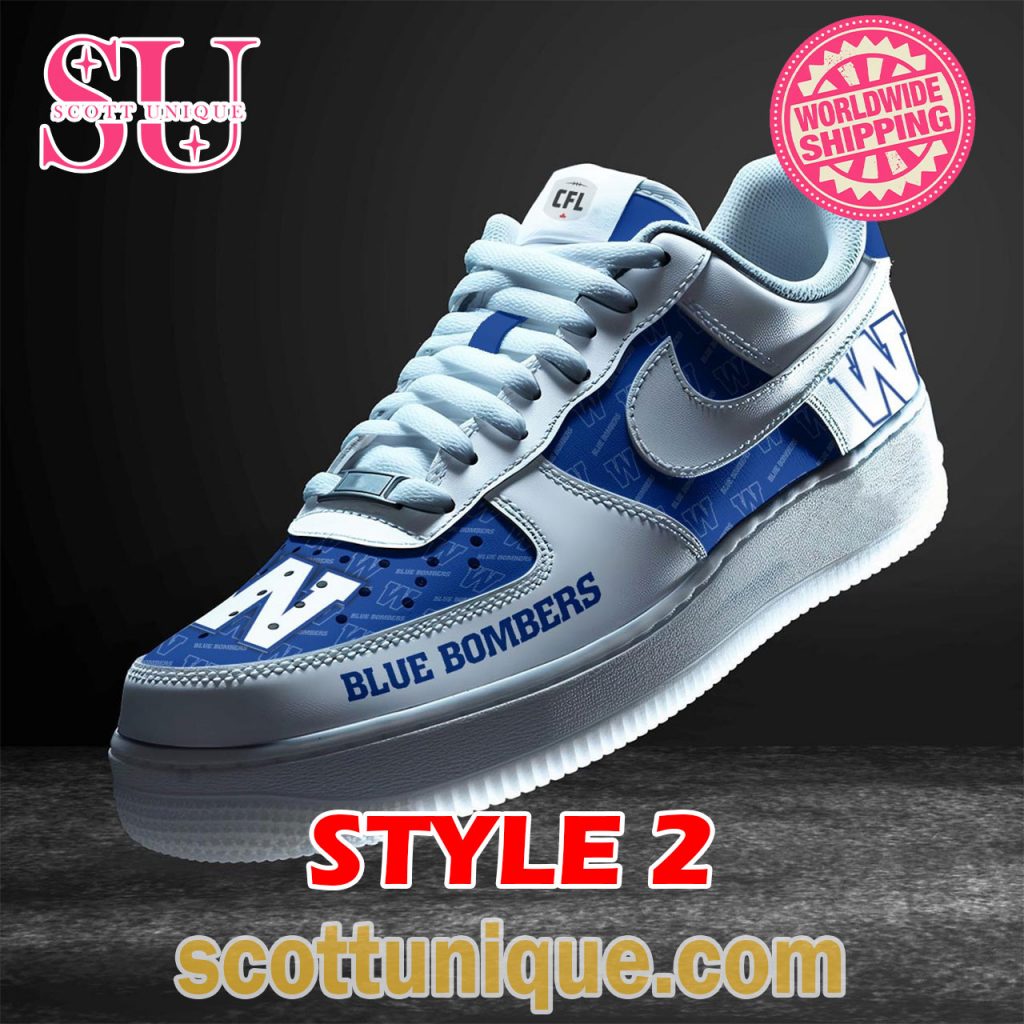 Winnipeg Blue Bombers CFL Nike Air Force 1 Shoes 1 Winnipeg Blue Bombers CFL Nike Air Force 1 Shoes 1