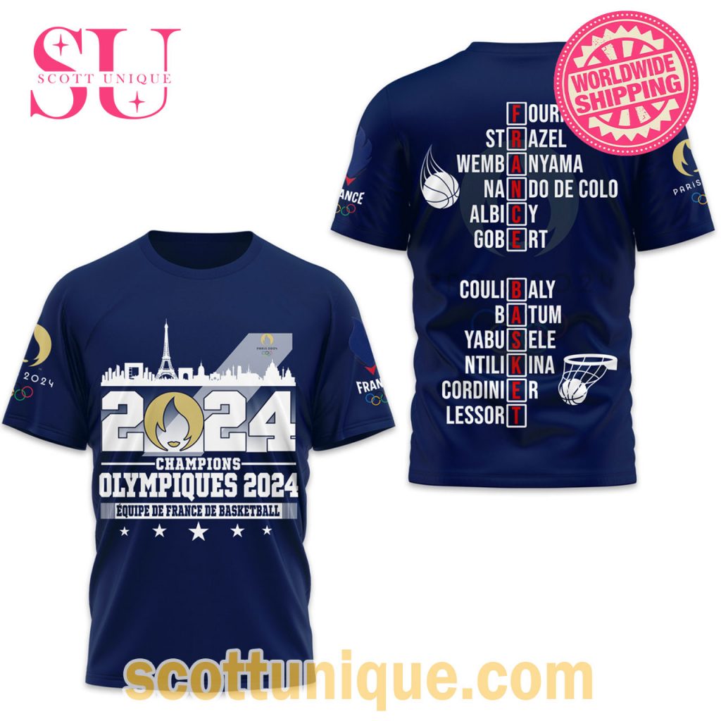 Champions Olympiques 2024 France Paris 2024 Navy T Shirt1 Champions Olympiques 2024 France Paris 2024 Navy T Shirt1