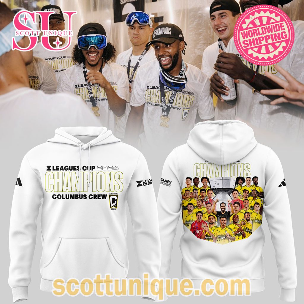 Columbus Crew Leagues Cup 2024 Champions White Hoodie1 Columbus Crew Leagues Cup 2024 Champions White Hoodie1