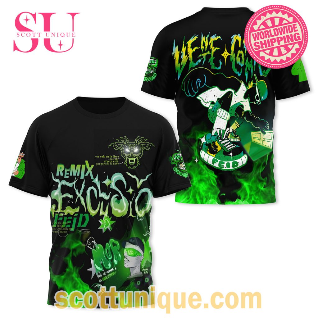 Feid Singer Remix Exclusivo Black Green T Shirt2 Feid Singer Remix Exclusivo Black Green T Shirt2