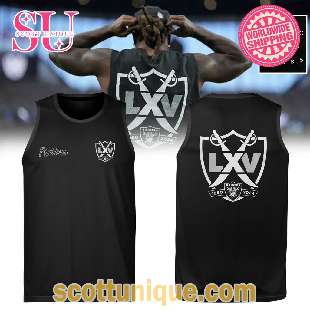 New Era Las Vegas Raiders 65th Season 2024 Black Tank Top New Era Las Vegas Raiders 65th Season 2024 Black Tank Top