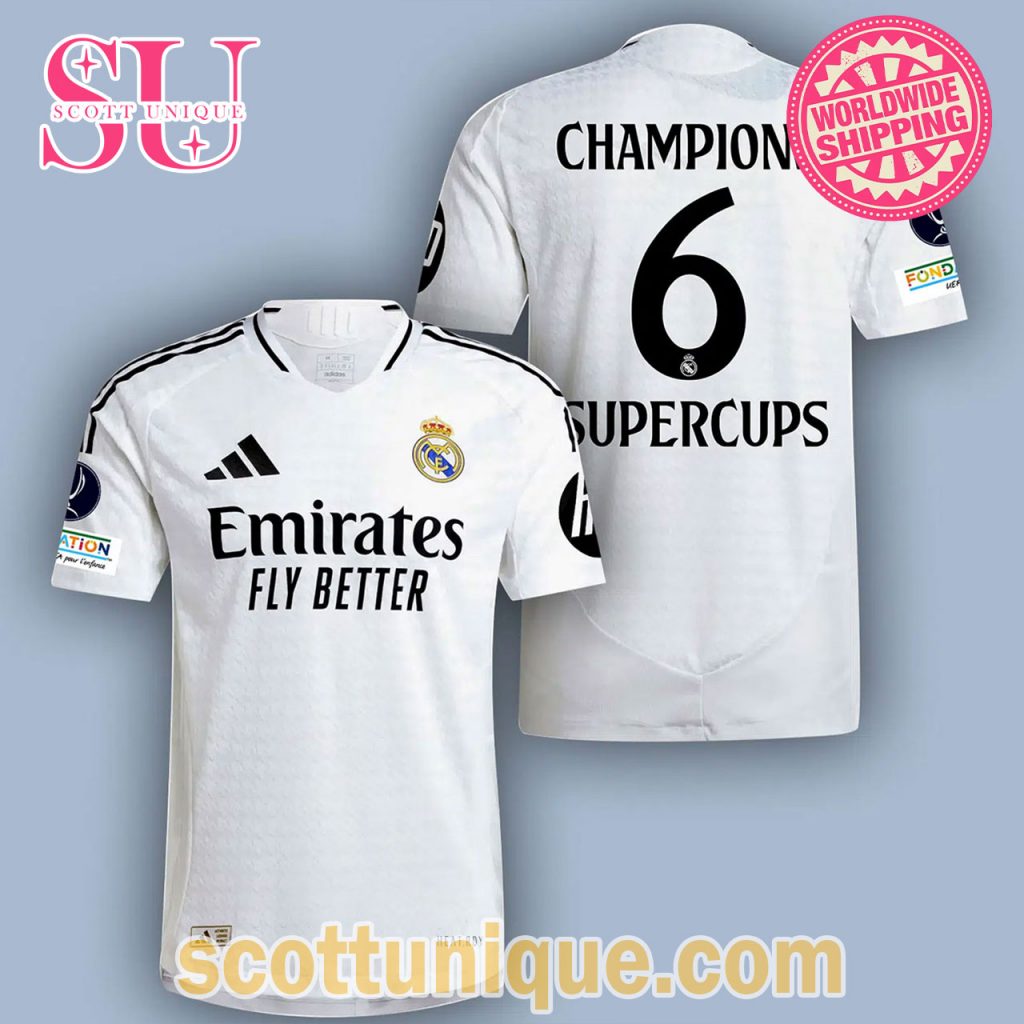 Real Madrid UEFA 6TH Champions Supercups T Shirt Real Madrid UEFA 6TH Champions Supercups T Shirt