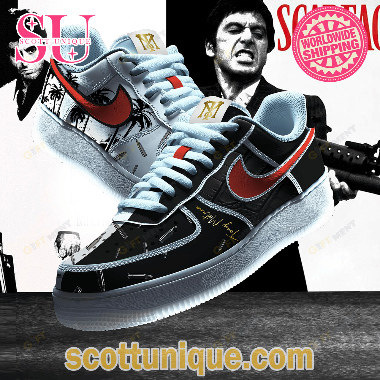 Scarface Black White Premium Air Force Shoes