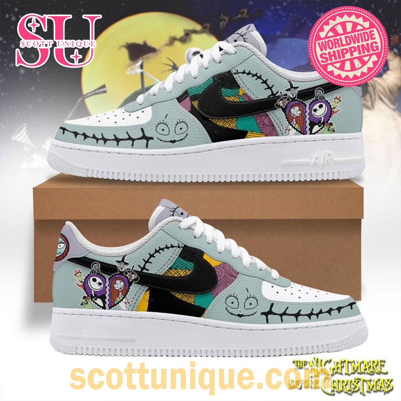 The Nightmare Before Christmas Couple Air Force Shoes