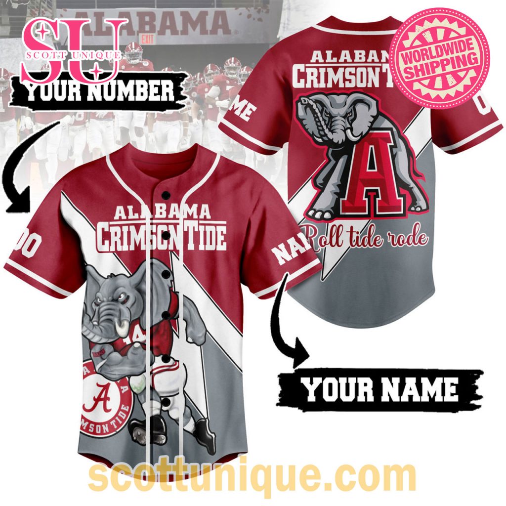 Alabama Crimson Tide Roll Tide Rode Baseball Jersey2 Alabama Crimson Tide Roll Tide Rode Baseball Jersey2