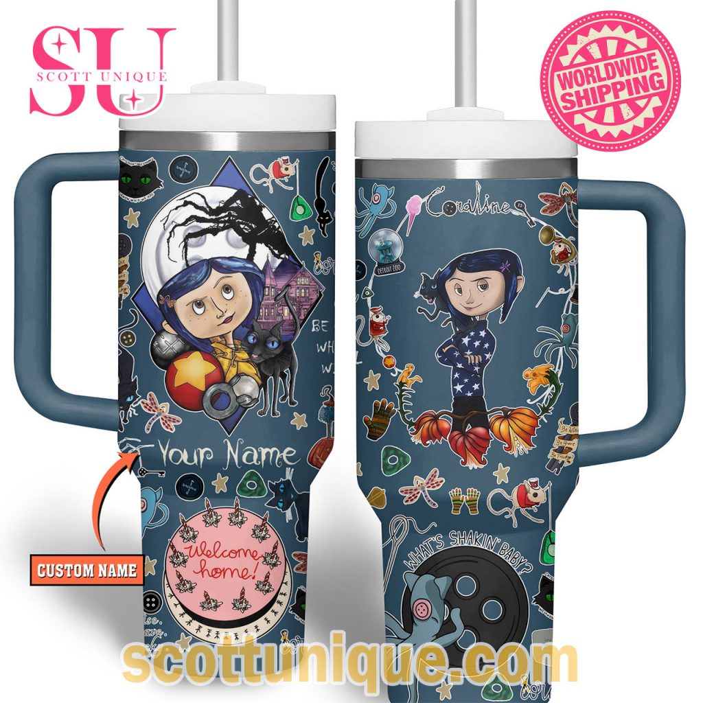 Coraline Movie Horror Halloween Navy Stanley Tumbler Coraline Movie Horror Halloween Navy Stanley Tumbler