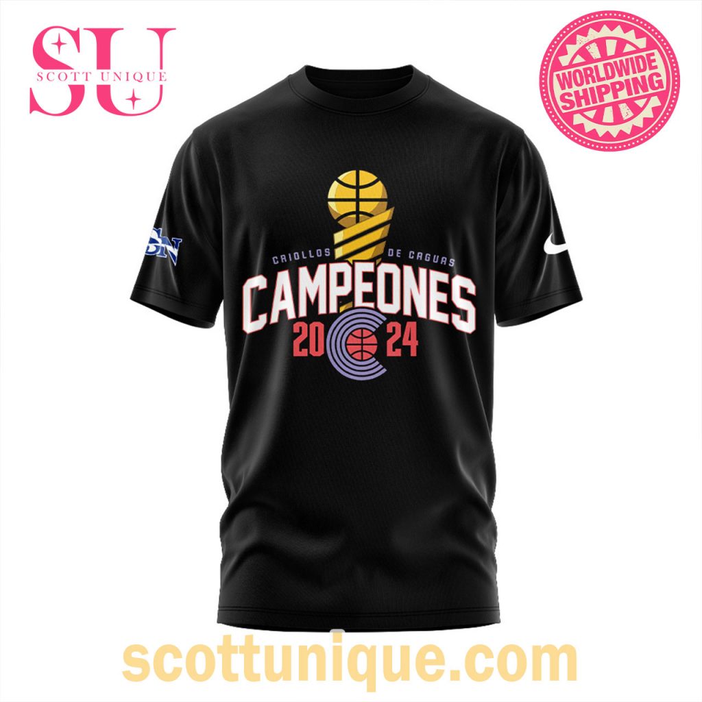 Criollos de Caguas Campeones 2024 Black T Shirt Criollos de Caguas Campeones 2024 Black T Shirt