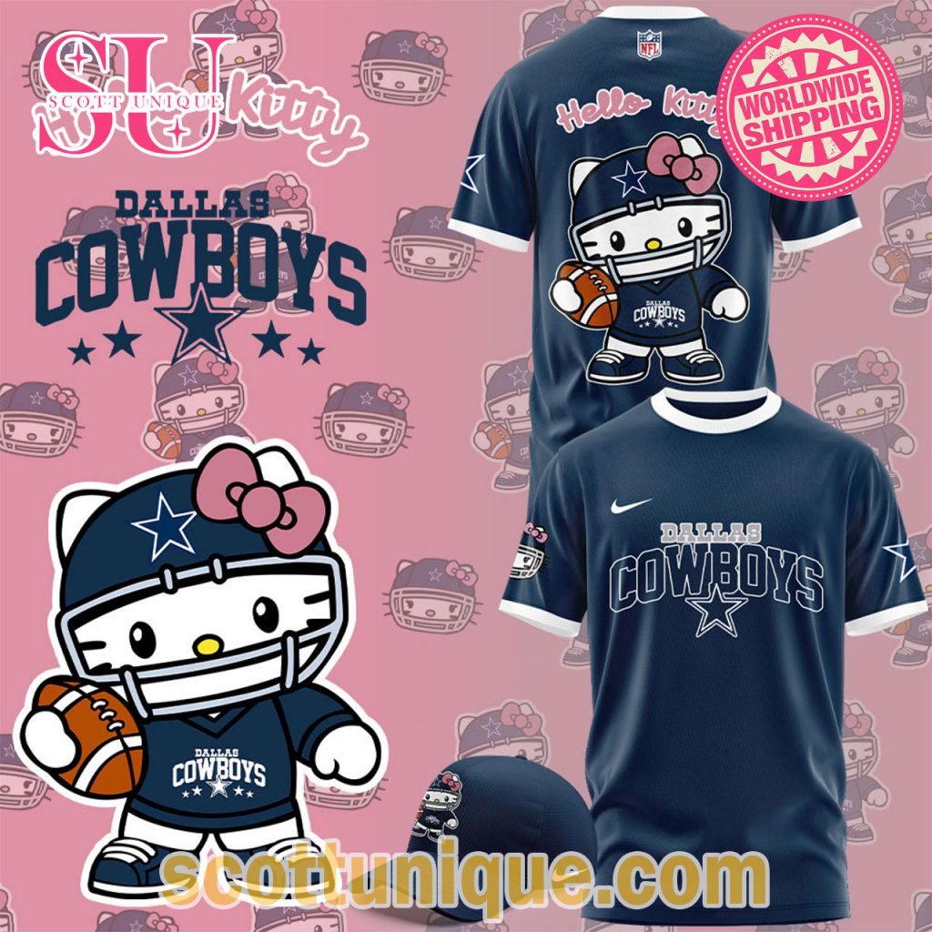 Dallas Cowboys x Hello Kitty 2024 Navy Limited Edition T Shirt1 Dallas Cowboys x Hello Kitty 2024 Navy Limited Edition T Shirt1
