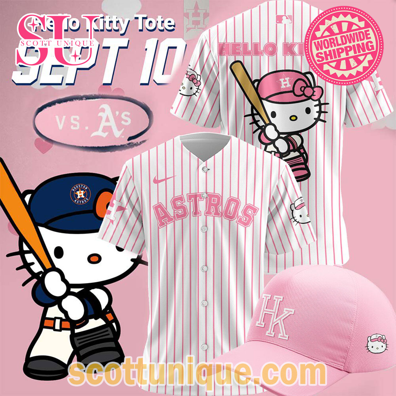 Houston Astros Hello Kitty Night September 10th Baseball Jersey
