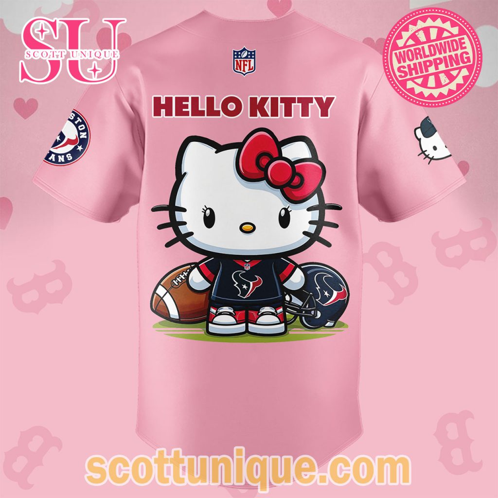 Houston Texans x Hello Kitty Night 2024 Pink Baseball Jersey2 Houston Texans x Hello Kitty Night 2024 Pink Baseball Jersey2