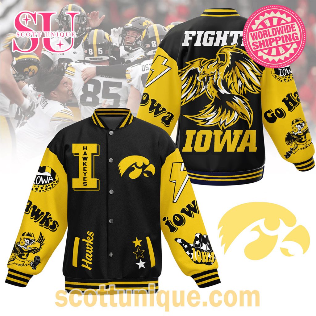 Iowa Hawkeyes Football Fight For Iowa Baseball Jacket Iowa Hawkeyes Football Fight For Iowa Baseball Jacket
