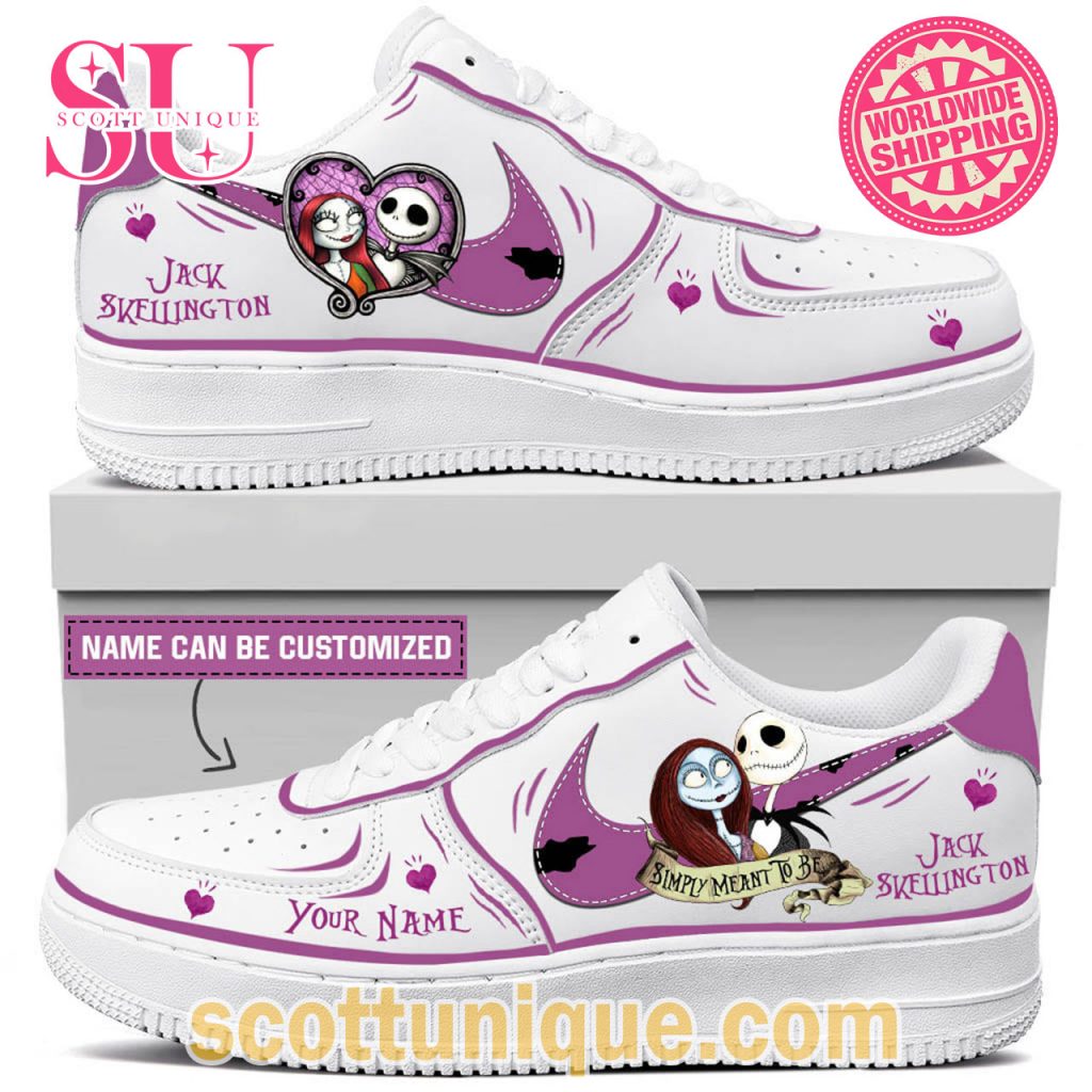 Jack Skellington & Sally Just Do It Pattern Casual Air Force Sneakers Jack Skellington & Sally Just Do It Pattern Casual Air Force Sneakers