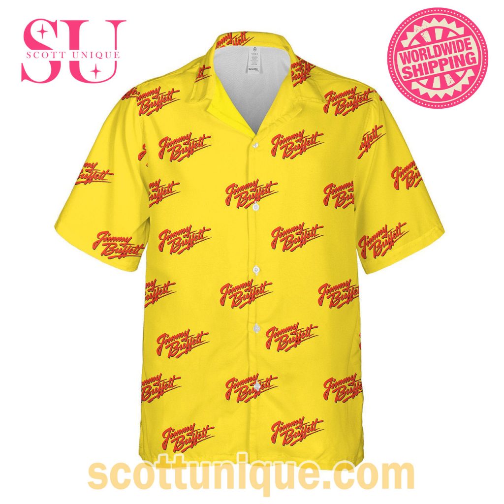 Jimmy Buffett For Fan Signature Yellow Hawaiian Shirt Jimmy Buffett For Fan Signature Yellow Hawaiian Shirt