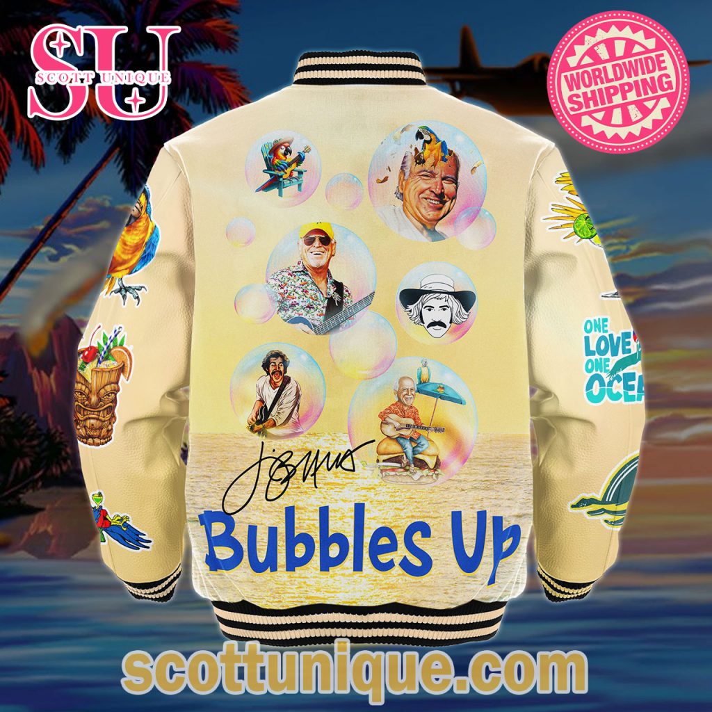 Jimmy Buffett Sunset Fins Up Baseball Jacket1 Jimmy Buffett Sunset Fins Up Baseball Jacket1