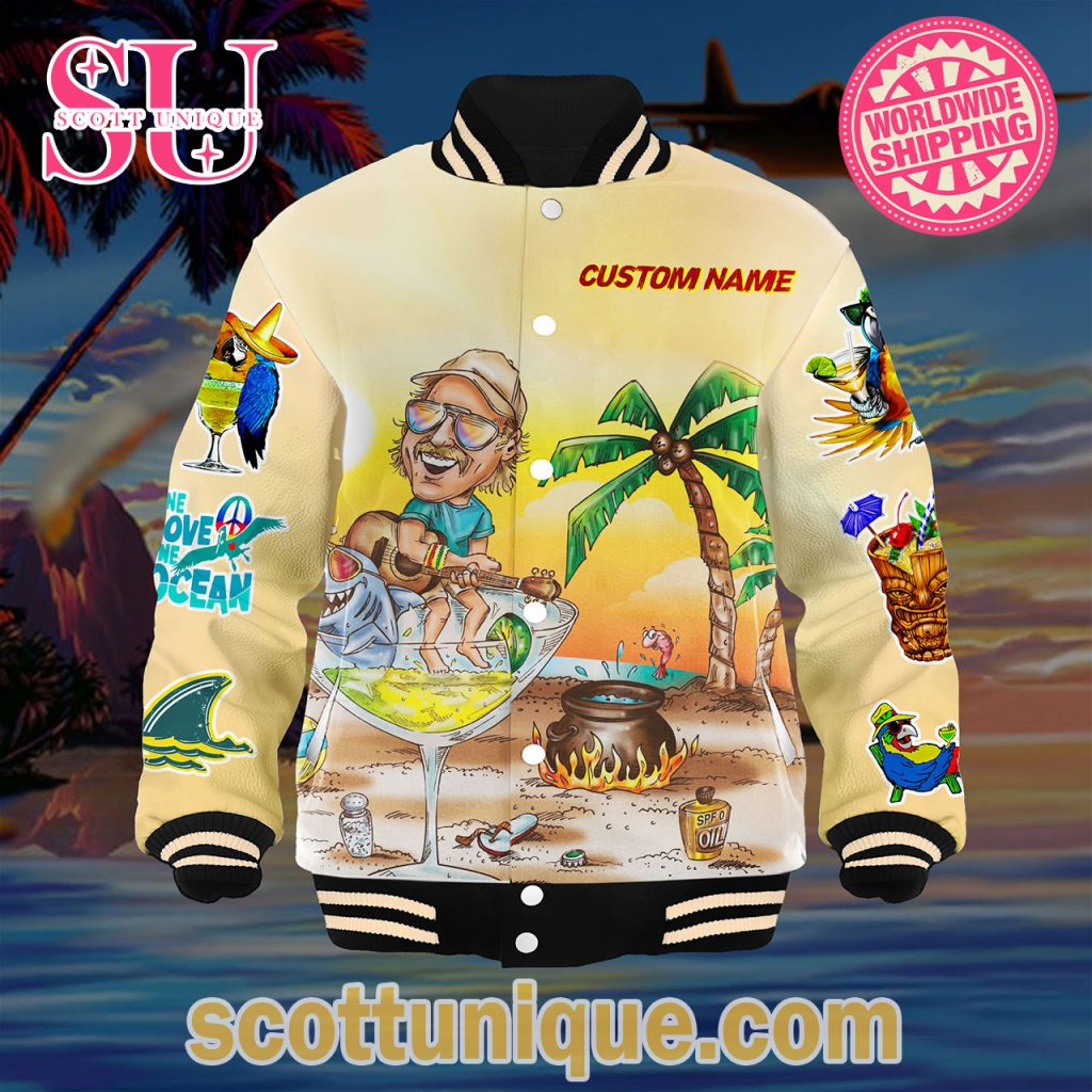 Jimmy Buffett Sunset Fins Up Baseball Jacket2 Jimmy Buffett Sunset Fins Up Baseball Jacket2