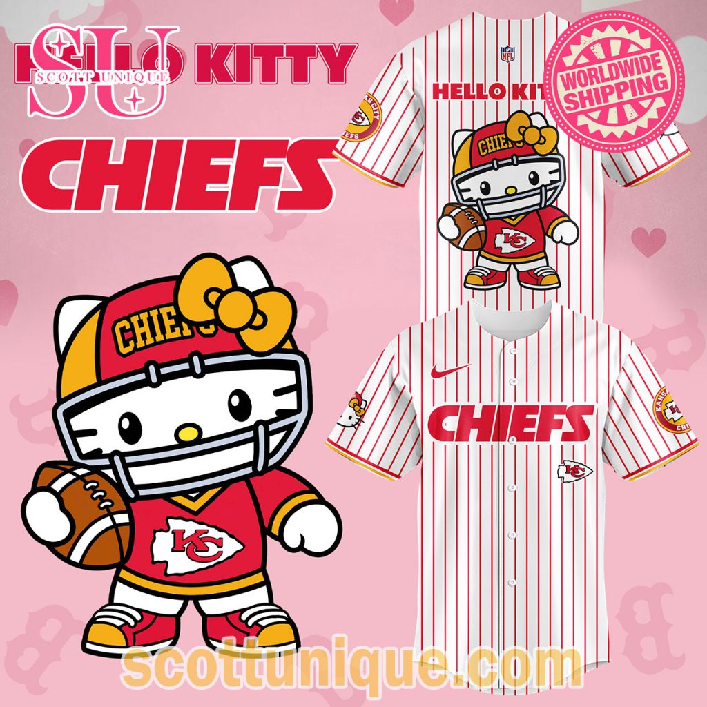 Kansas City Chiefs x Hello Kitty Night 2024 Baseball Jersey1 Kansas City Chiefs x Hello Kitty Night 2024 Baseball Jersey1