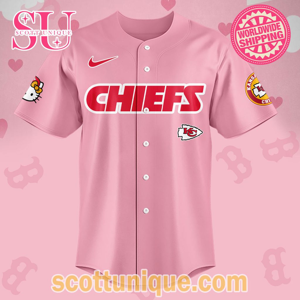 Kansas City Chiefs x Hello Kitty Night Pink 2024 Baseball Jersey Kansas City Chiefs x Hello Kitty Night Pink 2024 Baseball Jersey