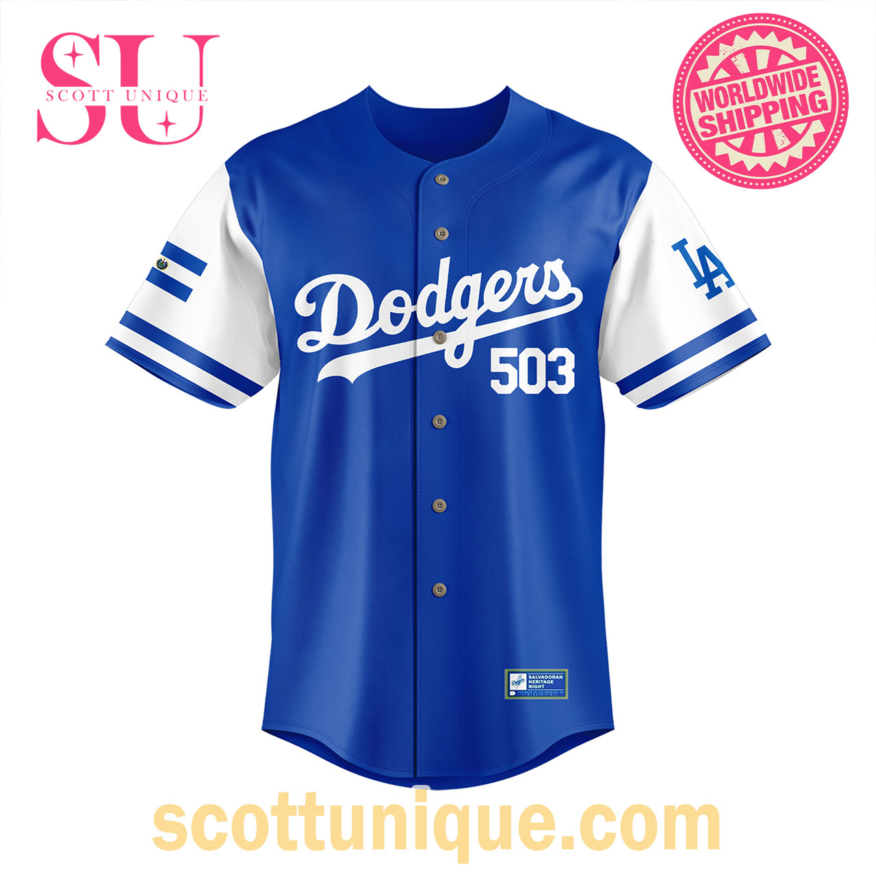 LA Dodgers Salvadoran Heritage Night Salvador Jersey