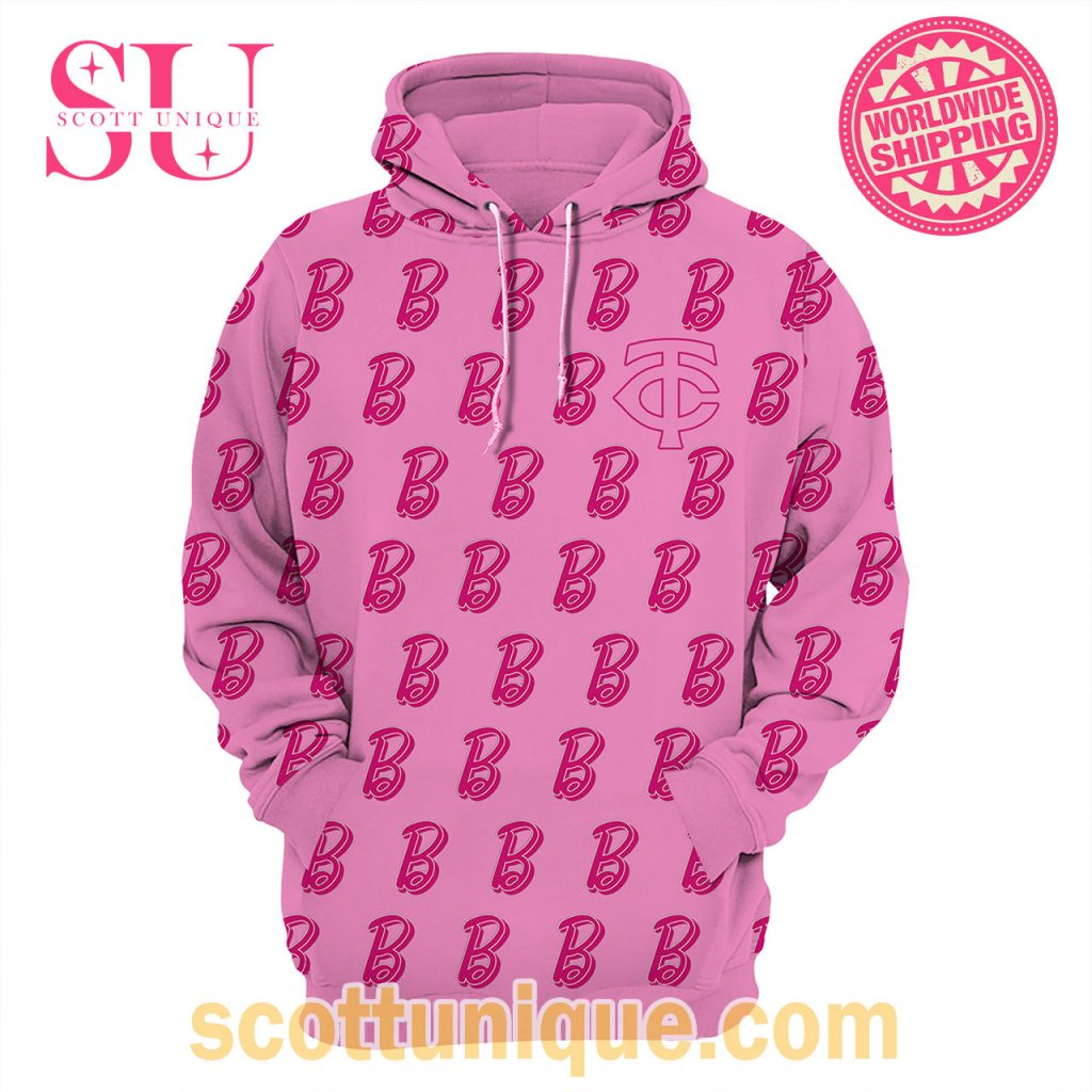 Minnesota Twins x Barbie Game Day 2024 Pink Hoodie1 Minnesota Twins x Barbie Game Day 2024 Pink Hoodie1