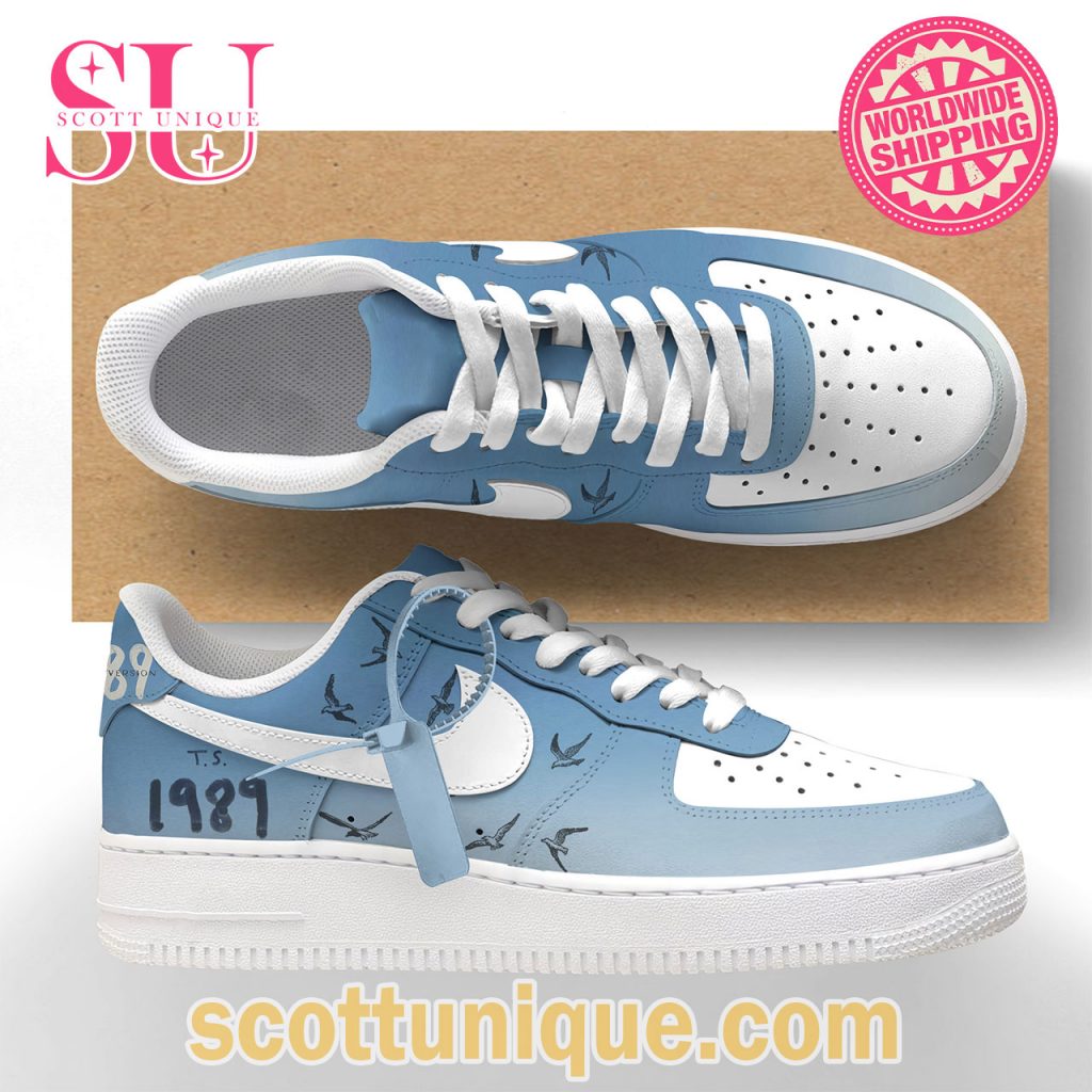 Taylor Swift 1989 Album Baby Blue Gradient Air Force Shoes2 Taylor Swift 1989 Album Baby Blue Gradient Air Force Shoes2