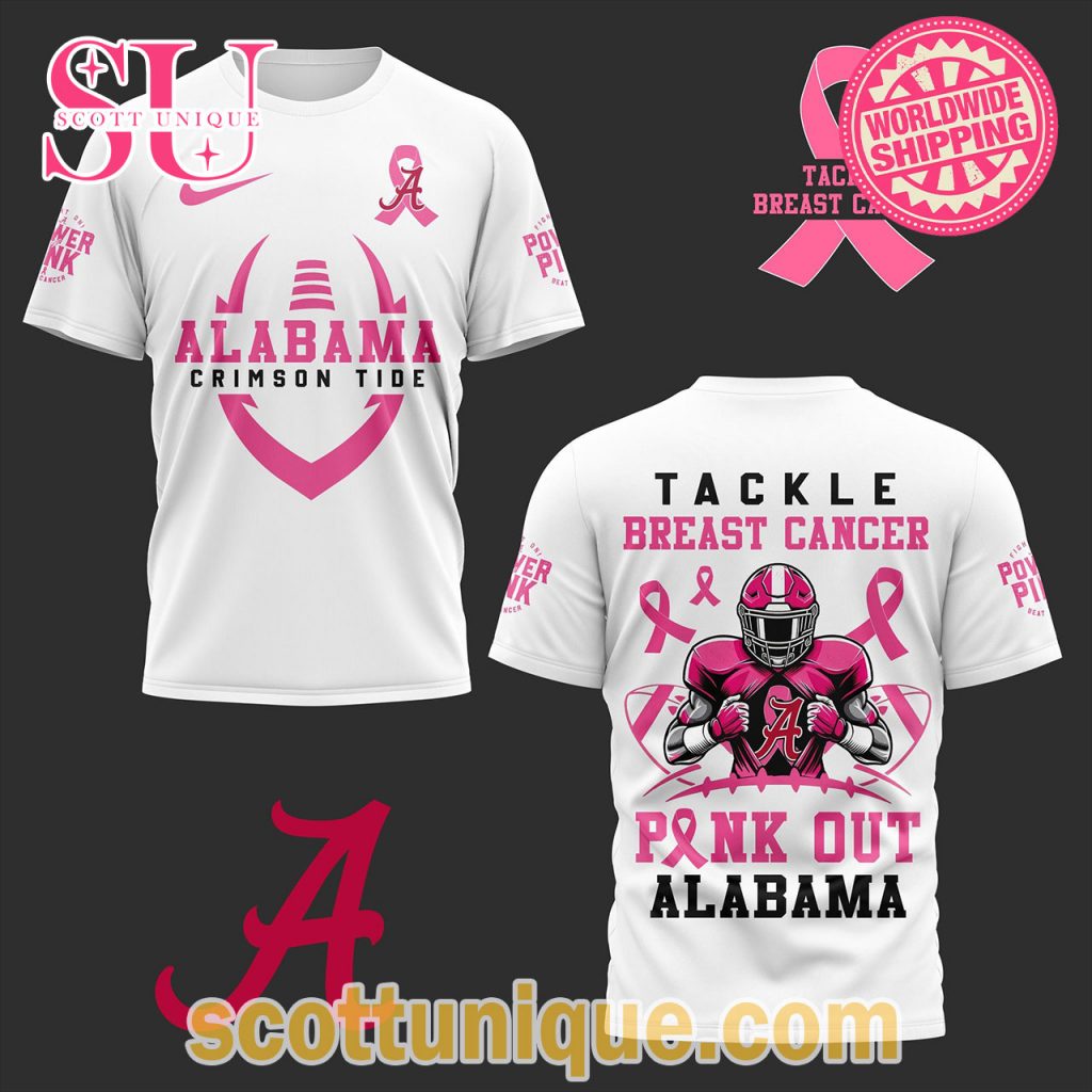 Alabama Crimson Tide Tackle Breast Cancer Pink Out T Shirt Alabama Crimson Tide Tackle Breast Cancer Pink Out T Shirt