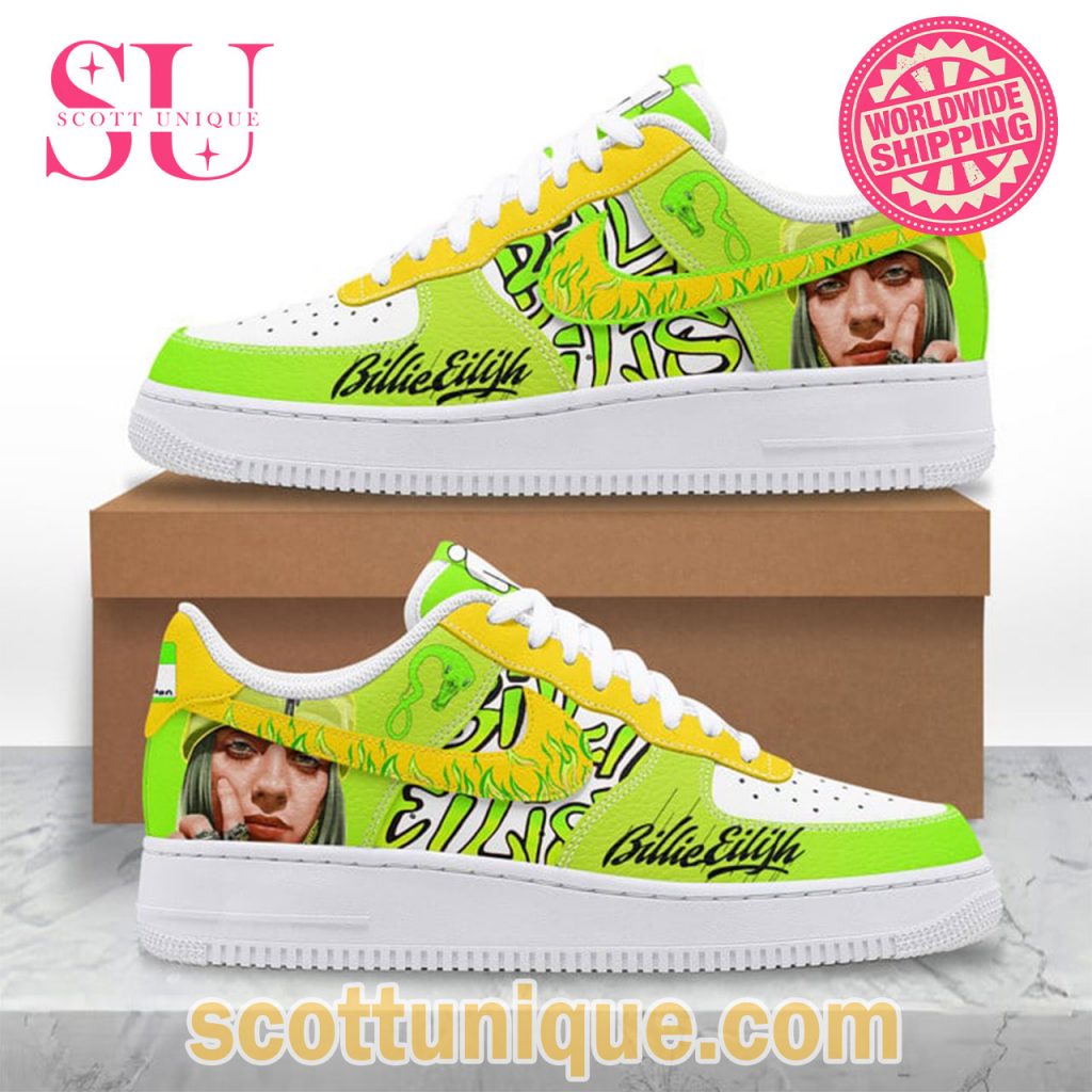 Billie Eilish Neon Green Nike Air Force Shoes3 Billie Eilish Neon Green Nike Air Force Shoes3