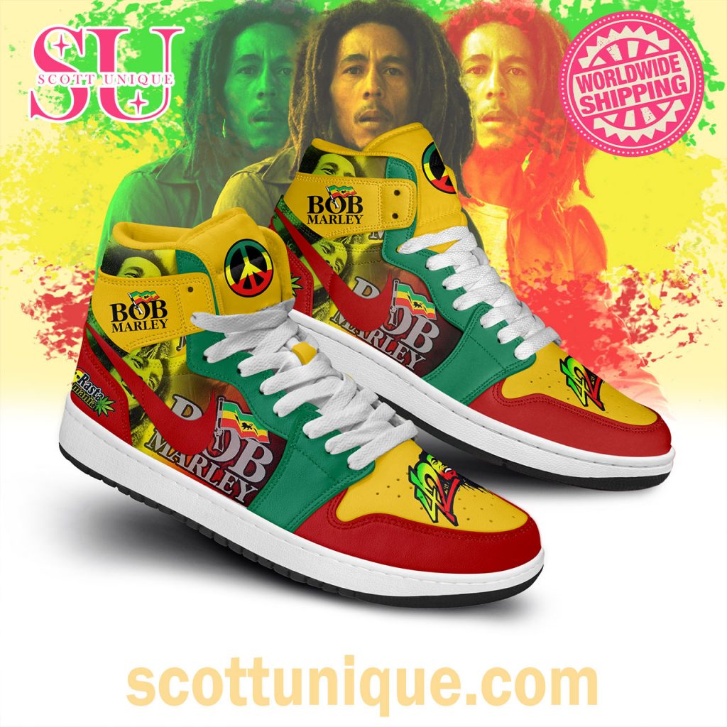Bob Marley Hippie Rainbow Air Jordan 1 High Top Shoes Bob Marley Hippie Rainbow Air Jordan 1 High Top Shoes