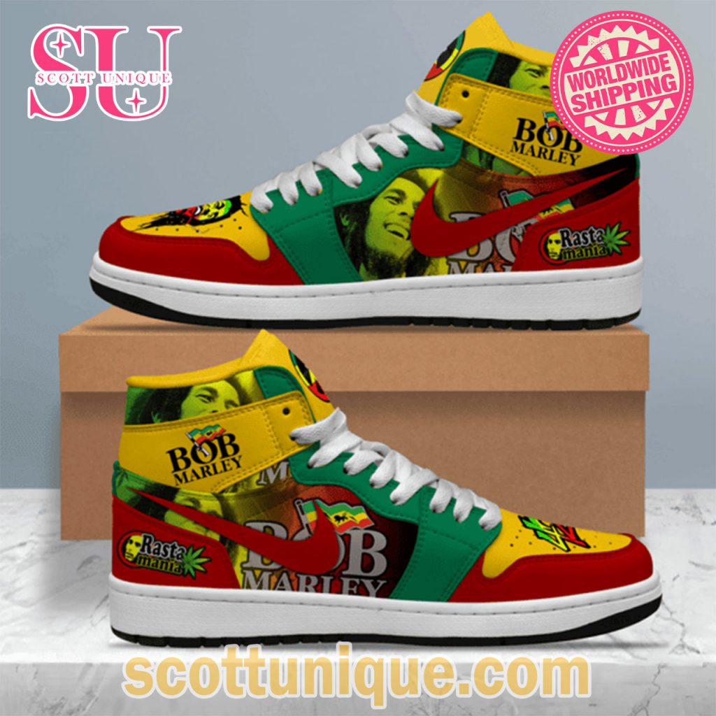 Bob Marley Hippie Rainbow Air Jordan 1 High Top Shoes1 Bob Marley Hippie Rainbow Air Jordan 1 High Top Shoes1