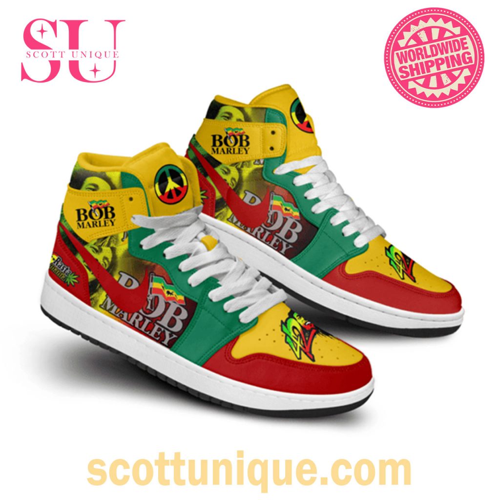 Bob Marley Hippie Rainbow Air Jordan 1 High Top Shoes2 Bob Marley Hippie Rainbow Air Jordan 1 High Top Shoes2