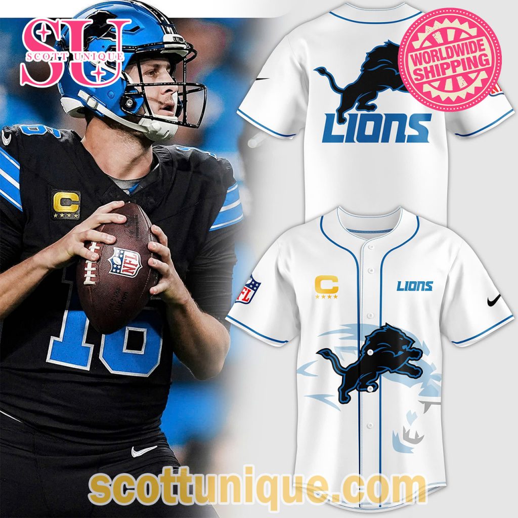 Detroit Lions NFL White Baseball Jersey Detroit Lions NFL White Baseball Jersey